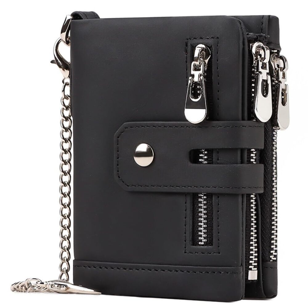 8473 Ti-Y Chain Wallets Leather RFID Blocking Bifold biker Wallet